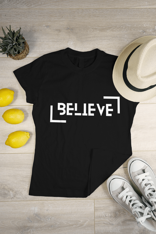 BELIEVE-Round Neck, Half Sleeve Tee